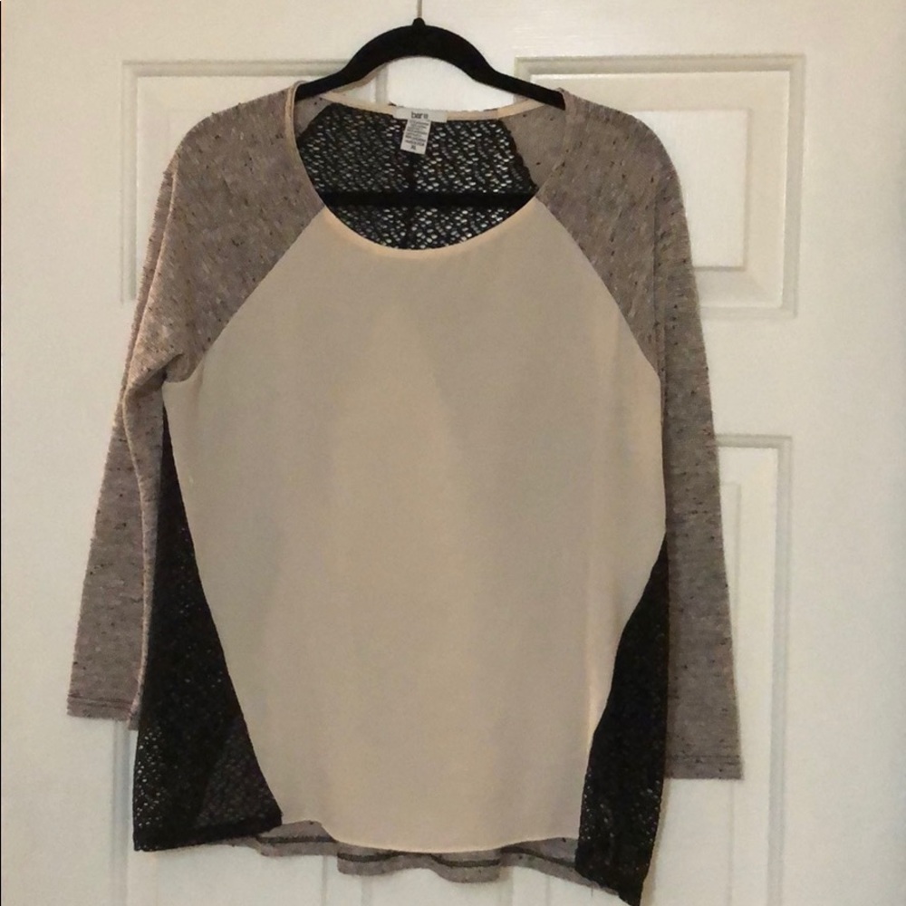 Bar III top Tan color with Black Netting Detail